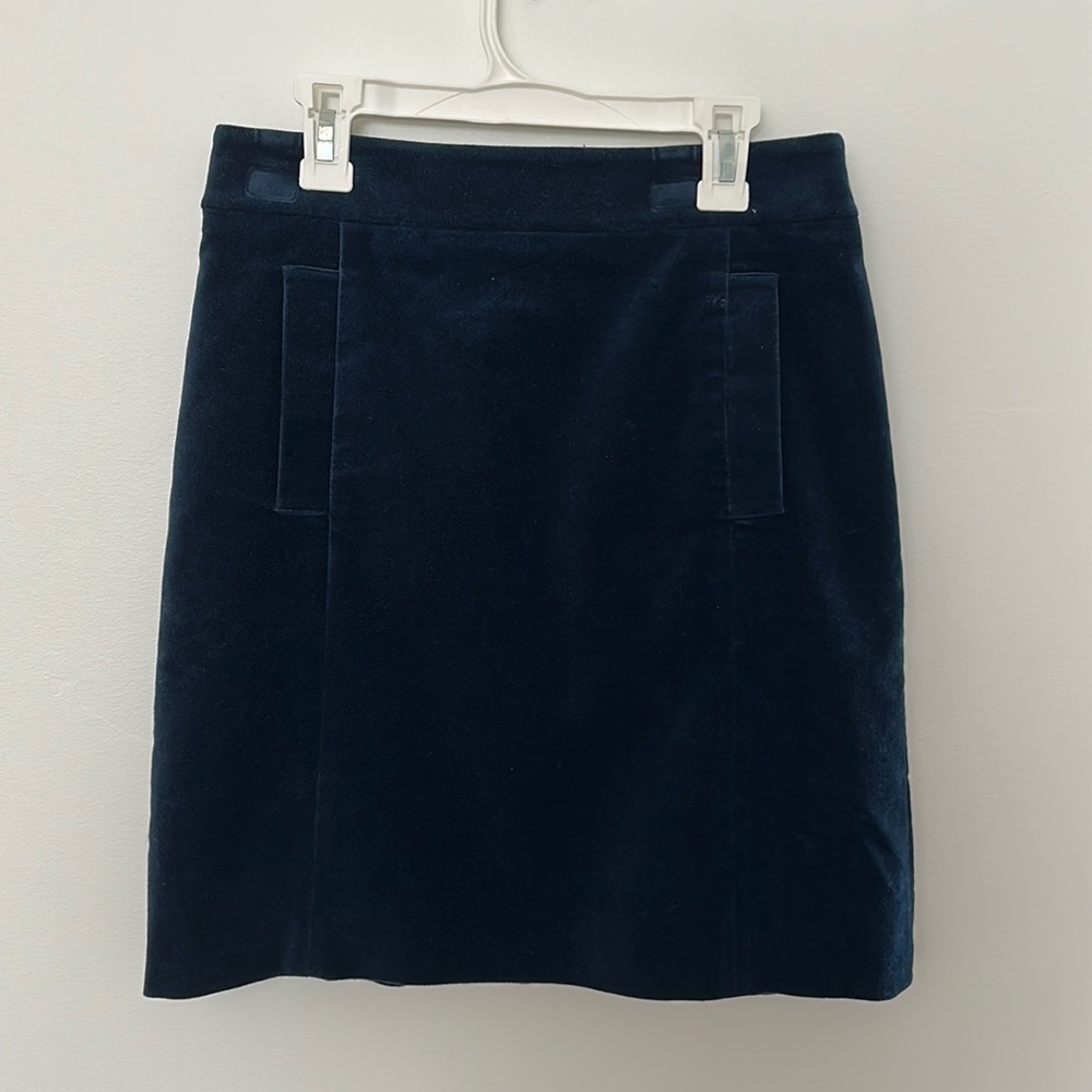 Blue Velvet Mini Skirt w/ Pockets